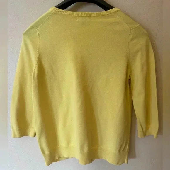 Lands End Women's yellow Crew Neck Sweater size medium petite - Picture 3 of 8
